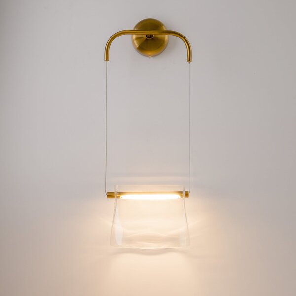 Maytoni Aplică de perete LED Cabaret, alamă/transparent, metal/sticlă, Auriu / Alamă, Camera de zi / sufragerie, Metal