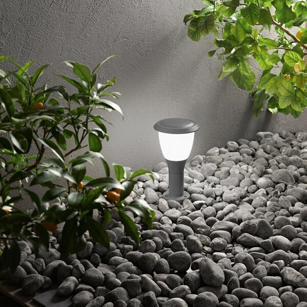 Fabas Luce Lampă cu soclu Thiago, 30 cm, gri închis, metal, E27, IP65, reglabil, Negru, Aluminiu, Modern