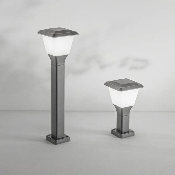 Fabas Luce Lampă cu soclu Lena, 30 cm, gri închis, metal, E27, IP65, reglabil, Negru, Aluminiu, Modern