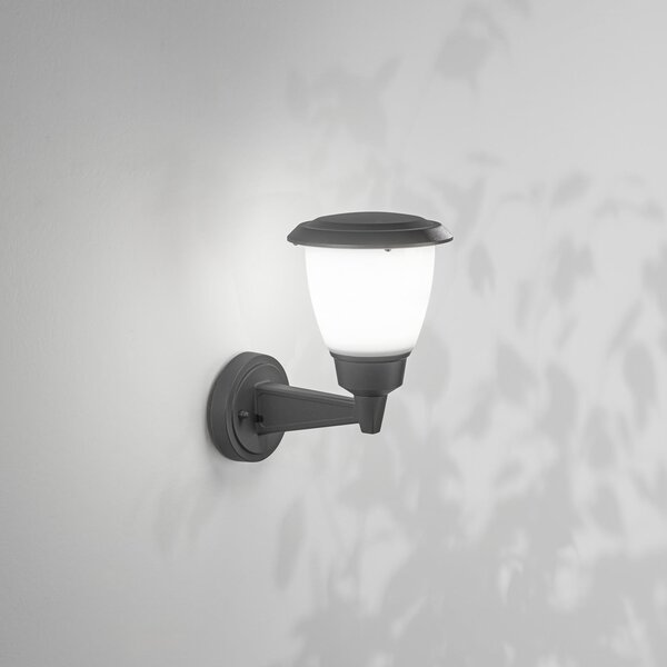 Fabas Luce Lampă de exterior Thiago, gri închis, metal, 20 cm, E27, IP54, reglabil, Negru, Aluminiu, Modern