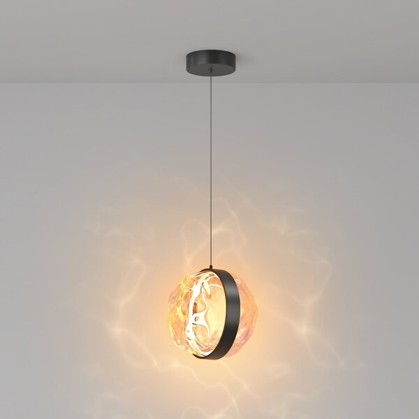 Maytoni Lampă suspendată LED Misterio, negru/multi, 1 bec, reglabil, Negru, Camera de zi / sufragerie, Metal