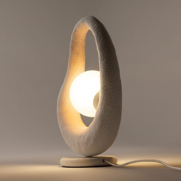 Maytoni LED-Lampa de masă Opus, alb, metal/sticlă, înălțime 38 cm, Alb, dormitor, Metal