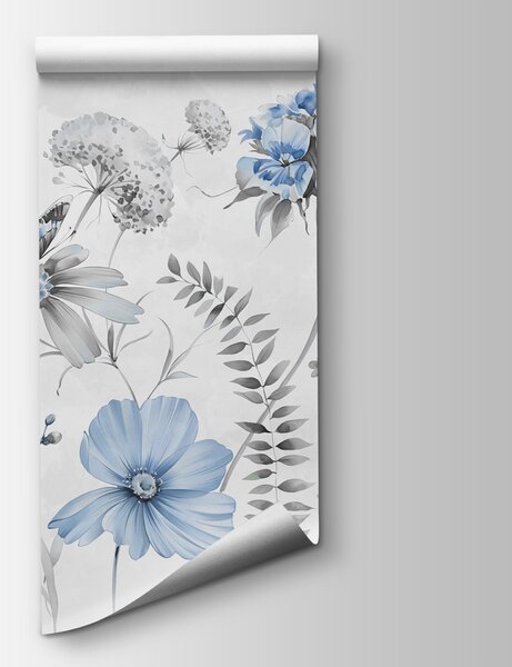 Fototapet O eleganță florală în nuanțe delicate de albastru, pusă în valoare, Fototapet natură, Fototapet populare, w07905v2 - Tapeko.ro