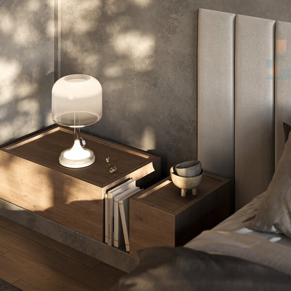 Maytoni LED-Lampa de masă Spirito, alb, sticlă, înălțime 42 cm, Alb, Camera de zi / sufragerie, Sticlă