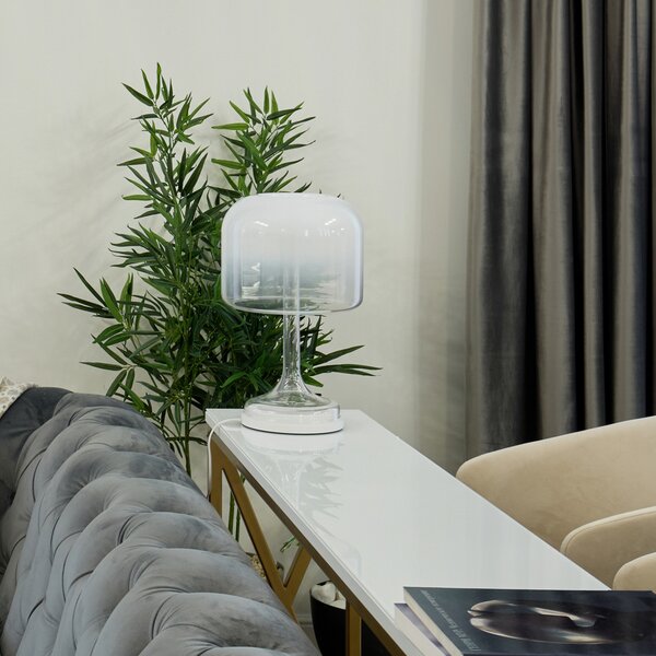 Maytoni LED-Lampa de masă Spirito, alb, sticlă, înălțime 42 cm, Alb, Camera de zi / sufragerie, Sticlă