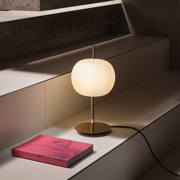 Kdln Lampa de masă cu LED KUSHI, alamă, înălțime 32 cm, dimabilă la intensitate, reglabil, Auriu / Alamă, Camera de zi / sufragerie, Sticlă, Design