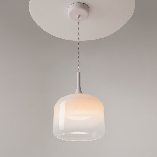 Maytoni Lampă suspendată LED Spirito, alb, sticlă/metal, Ø 26 cm, Alb, Camera de zi / sufragerie, Sticlă