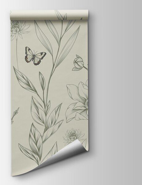 Fototapet Flori delicate și fluturi care zboară, Fototapet natură, Fototapet populare, w08088v3 - Tapeko.ro