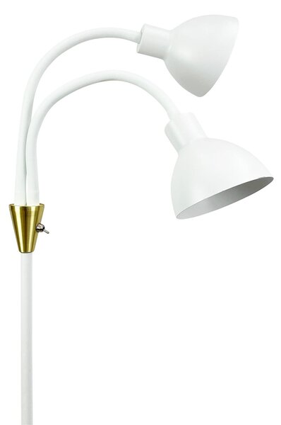 Dyberg Larsen Lampadar Lilje, albă, înălțime 135 cm, cu 2 becuri, Alb, Camera de zi / sufragerie, Metal, Design