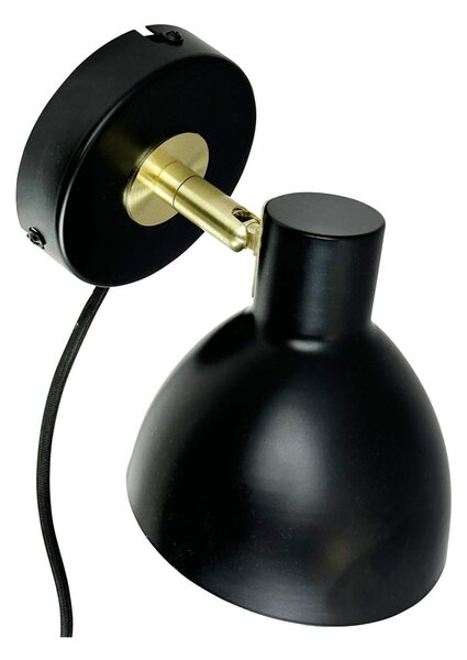 Dyberg Larsen Aplică de perete Lilje, negru, Ø 16 cm, metal, Negru, Camera de zi / sufragerie, Metal, Design