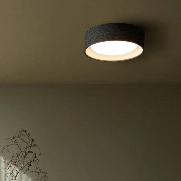 Beacon Lighting Plafonieră Uno, gri închis, textil, Ø 25 cm, GX53, reglabil, Negru, Camera de zi / sufragerie, Țesătură / Textil