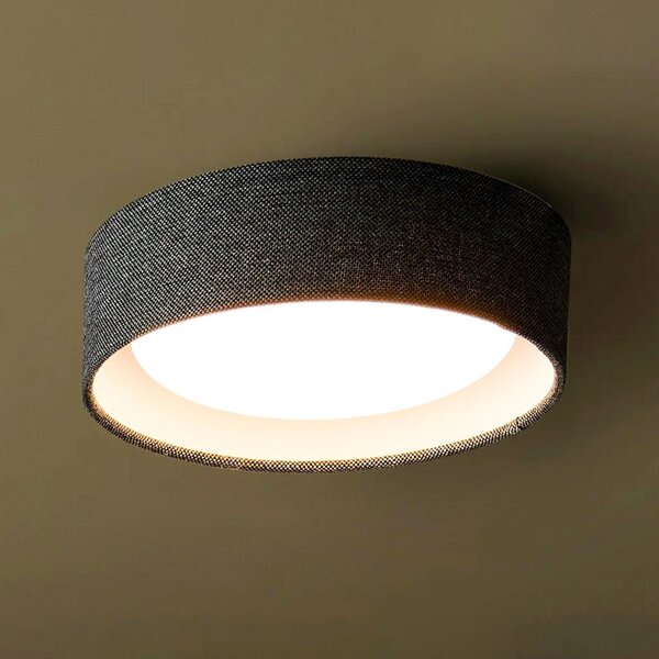 Beacon Lighting Plafonieră Uno, gri închis, textil, Ø 25 cm, GX53, reglabil, Negru, Camera de zi / sufragerie, Țesătură / Textil