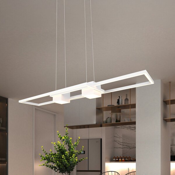 Trio Lighting Lampă suspendată LED Albany, alb, 100 x 28 cm, aluminiu, CCT dimabil, reglabil, Alb, Camera de zi / sufragerie, Aluminiu, Modern