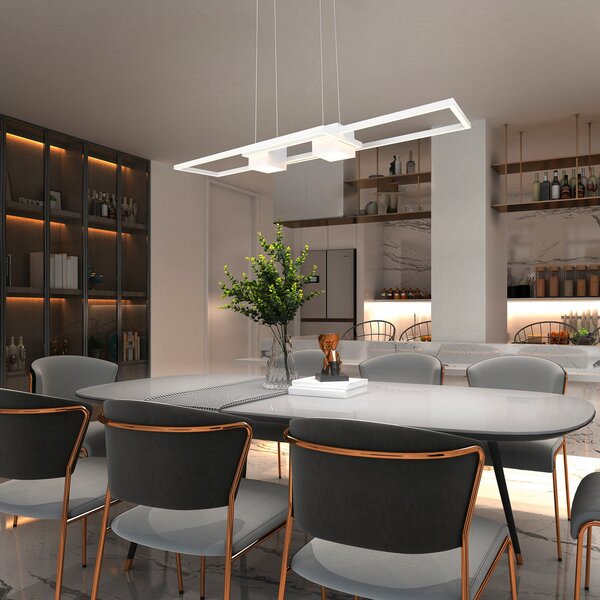 Trio Lighting Lampă suspendată LED Albany, alb, 100 x 28 cm, aluminiu, CCT dimabil, reglabil, Alb, Camera de zi / sufragerie, Aluminiu, Modern