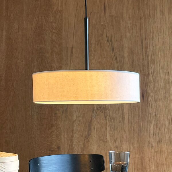 Dyberg Larsen Lampă suspendată Calix, înălțime 12 cm, alb natural, reglabil, Alb, Camera de zi / sufragerie, Țesătură / Textil, Design