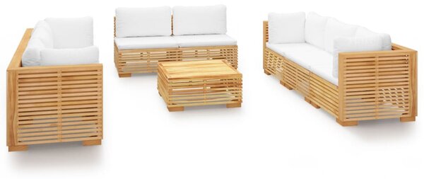Set mobilier grădină cu perne, 9 piese, lemn masiv de tec