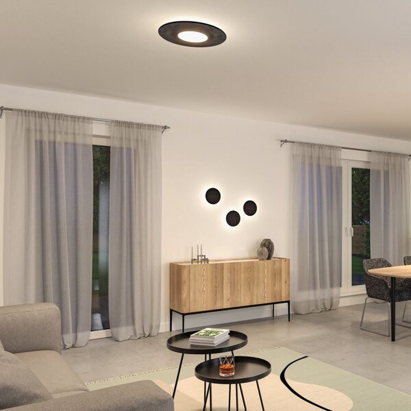 Paulmann Smart plafonieră LED Tulga, antracit Ø 45 cm pâslă, reglabil, Gri, Camera de zi / sufragerie, Țesătură / Textil, Modern, Plafon rotund direct