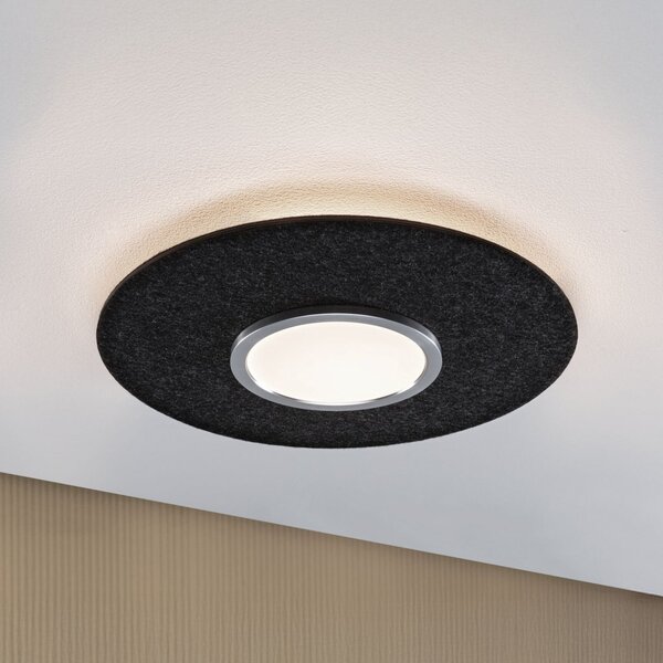 Paulmann Smart plafonieră LED Tulga, antracit Ø 45 cm pâslă, reglabil, Gri, Camera de zi / sufragerie, Țesătură / Textil, Modern, Plafon rotund direct