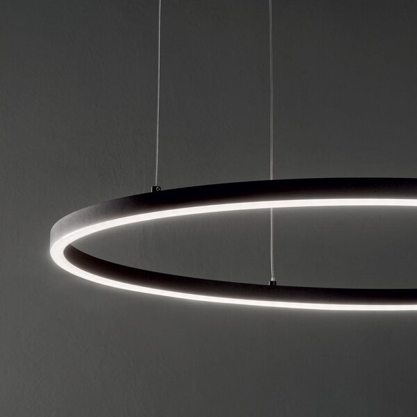 IDEAL LUX Ideal Lux Lampă suspendată LED Oracle Slim Ø 50 cm negru 3.000 K, Negru, Camera de zi / sufragerie, Metal, Modern