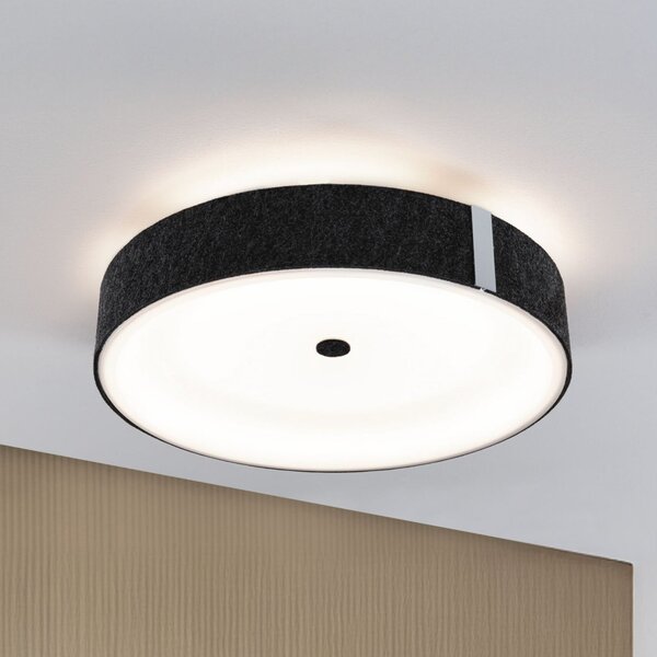 Paulmann Smart plafonieră LED Malika antracit Ø 40 cm pâslă, reglabil, Gri, Camera de zi / sufragerie, Țesătură / Textil, Modern, Plafon rotund direct