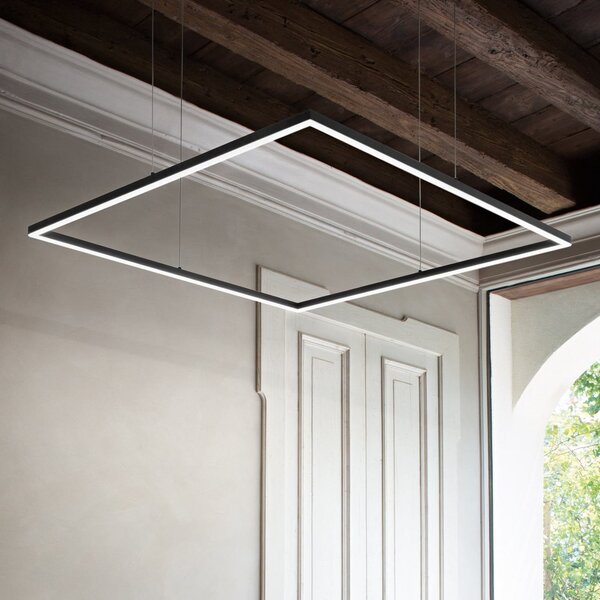 IDEAL LUX Ideal Lux LED suspendat Oracle Slim 90 x cm negru 3.000 K, Negru, Camera de zi / sufragerie, Aluminiu, Modern