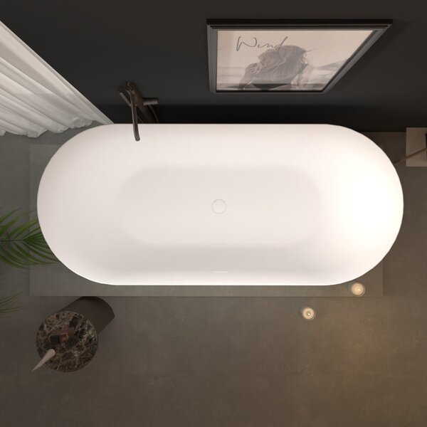 Erga Kaia, cada de sine stătătoare 160x75 cm + dop de scurgere, alb lucios, ERG-Kaia-160075-WH-WH