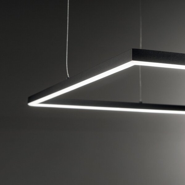 IDEAL LUX Lumină suspendată LED Ideal Lux Oracle Slim 50 x cm negru 3.000 K, Negru, Camera de zi / sufragerie, Aluminiu, Modern