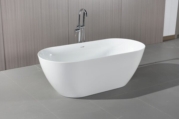 Erga Kaia, cada de sine stătătoare 160x75 cm + dop de scurgere, alb lucios, ERG-Kaia-160075-WH-WH