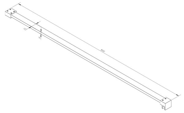 Erga Paris, suport stabilizator pentru paravane de duș cu grosimea sticlei de 8 mm, lungime maximă 150 cm, oțel periat, ERG-V02-PARIS-BAR-BS