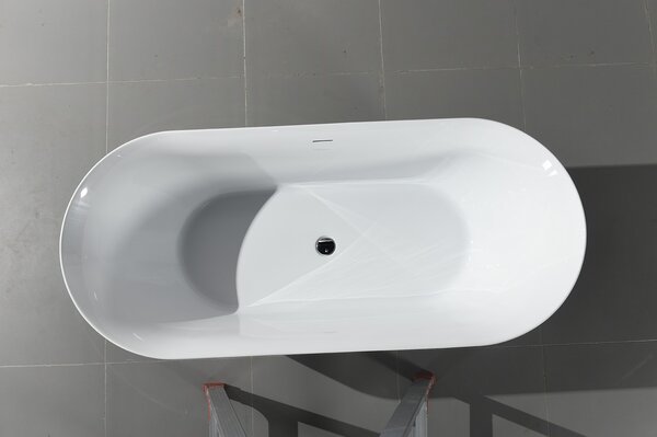 Erga Kaia, cada de sine stătătoare 160x75 cm + dop de scurgere, alb lucios, ERG-Kaia-160075-WH-WH
