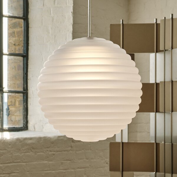 Tom Dixon Lampă suspendată LED Press Sphere, mată, Ø 30 cm, reglabil, Alb, Camera de zi / sufragerie, Sticlă, Design