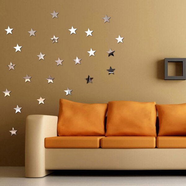 Set 100 Oglinzi Acrilice Autoadezive, Model STELUTE, 4x4 cm, Silver - Ideale pentru decorarea peretilor