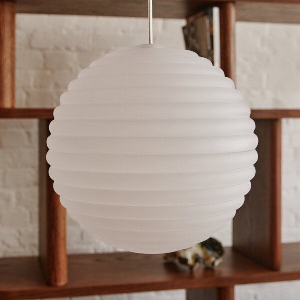 Tom Dixon Lampă suspendată LED Press Sphere, mată, Ø 30 cm, reglabil, Alb, Camera de zi / sufragerie, Sticlă, Design