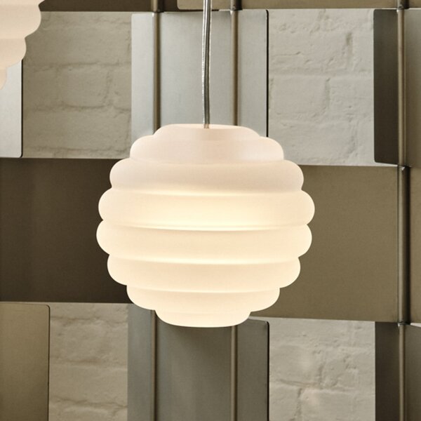 Tom Dixon Lampă suspendată LED Press Sphere Mini mată Ø 15 cm, reglabil, Alb, Camera de zi / sufragerie, Sticlă, Design