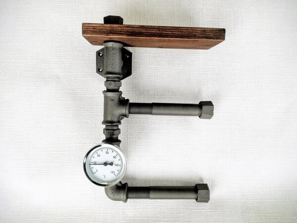 Suport hartie igienica in stil industrial, Camblesforth, 20x30x11.4 cm, nuc/negru