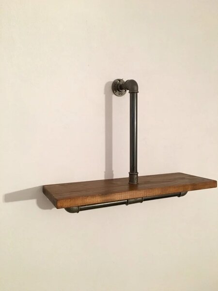 Raft de perete in stil industrial, Sail Wood, 60x55x20 cm, nuc/negru