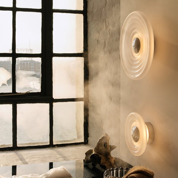 Tom Dixon Aplică LED Press Sphere, mată, Ø 35 cm, reglabil, Alb, Baie, Sticlă, Design