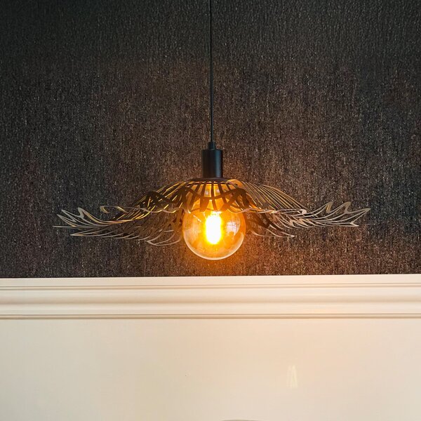 Dyberg Larsen Lampă suspendată Flora, negru mat, Ø 60 cm, metal, reglabil, Negru, Camera de zi / sufragerie, Metal, Design