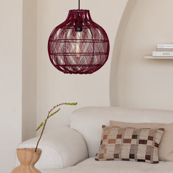 Good & Mojo GOOD MOJO Lampă suspendată Mendoza, roșu, Ø 35 cm, bambus, E27, reglabil, Roșu, Camera de zi / sufragerie, Bamboo, Design