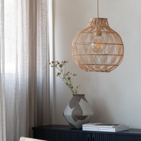 Good & Mojo GOOD MOJO Lampă suspendată Mendoza, natur, 35 cm, bambus, E27, reglabil, Lemn, Camera de zi / sufragerie, Bamboo, Design