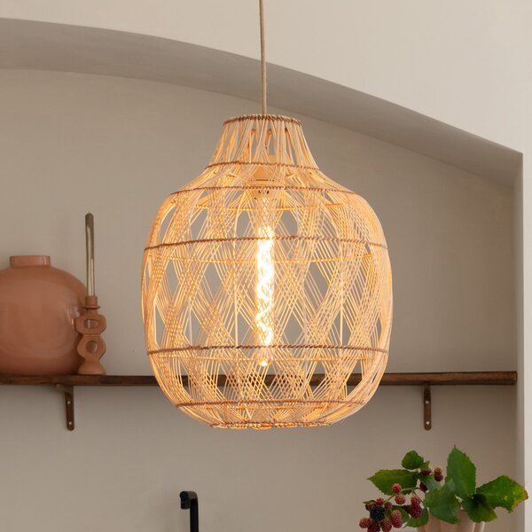 Good & Mojo GOOD MOJO Lampă suspendată Mendoza, natur, 40 cm, bambus, E27, reglabil, Lemn, Camera de zi / sufragerie, Bamboo, Design