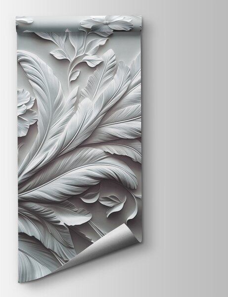 Fototapet Un model floral elegant în nuanțe de alb, Fototapet flori 3D, Fototapet populare, w01356v2 - Tapeko.ro