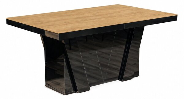 Masă Hoboken 101Negru lucios, Stejar, 8x10x16cm, ExtensieExtensie, MDF, MDF
