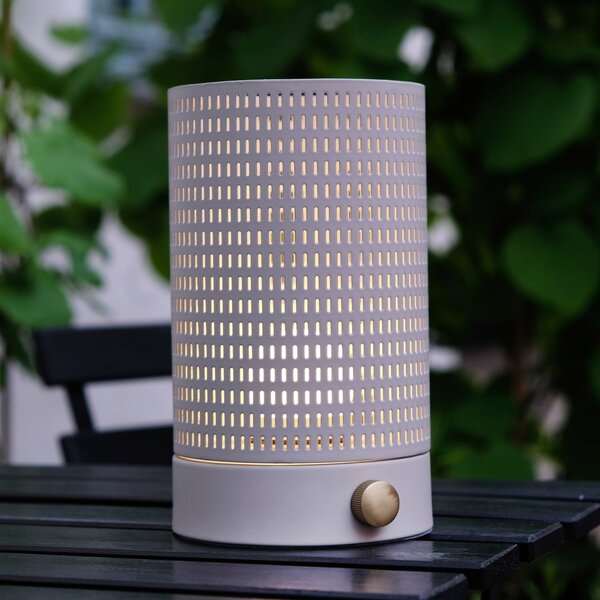 Dyberg Larsen Lampă de masă cu LED și baterie reîncărcabilă Mesh, albă,, reglabil, Alb, Camera de zi / sufragerie, Metal, Design
