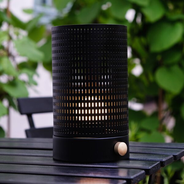 Dyberg Larsen Lampă de masă cu LED și baterie reîncărcabilă Mesh, negru,, reglabil, Negru, Camera de zi / sufragerie, Metal, Design