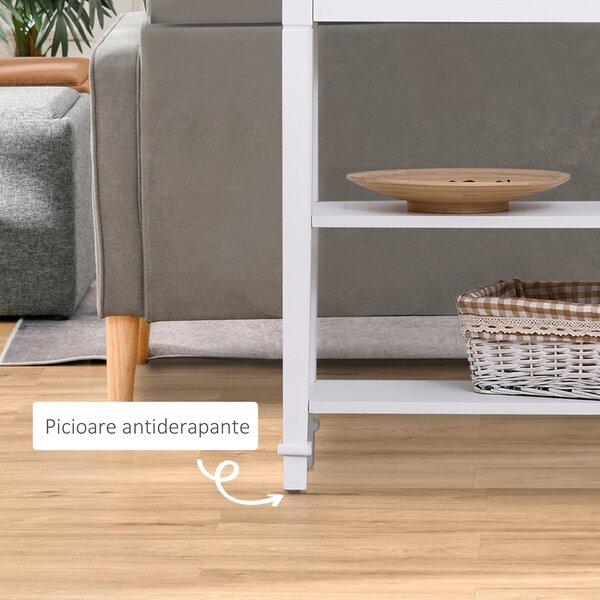 Masa multifunctionala pentru hol HOMCOM, cu sertar, lemn pin, 75.6x27.5x80.5cm, alb | Aosom Romania