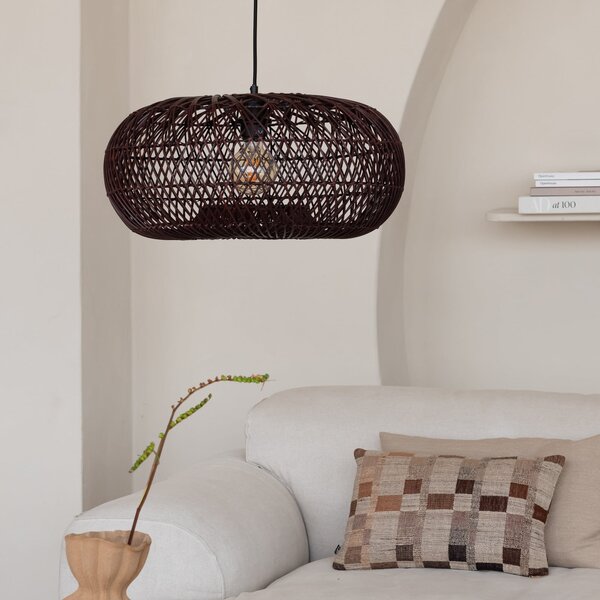 Good & Mojo GOOD MOJO Lampă suspendată Arizona, roșu, Ø 50 cm, bambus, E27, reglabil, Roșu, Camera de zi / sufragerie, Bamboo, Design
