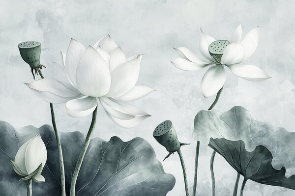 Fototapet Flori de lotus în eleganță senină, Populare fototapet, Populare fototapet, w01445v1 - Muralas.ro