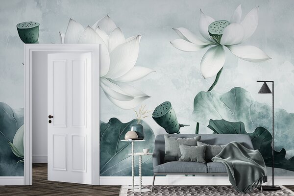 Fototapet Flori de lotus în eleganță senină, Populare fototapet, Populare fototapet, w01445v1 - Muralas.ro