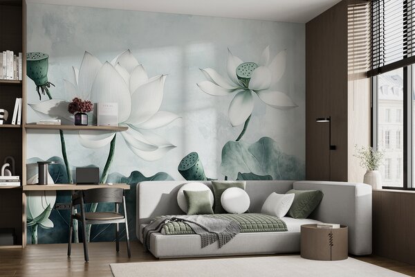 Fototapet Flori de lotus în eleganță senină, Populare fototapet, Populare fototapet, w01445v1 - Muralas.ro